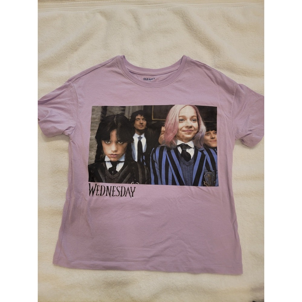 Old Navy Wednesday Addams T-shirt 10-12 Youth Large EUC Graphic Gothic Ironic